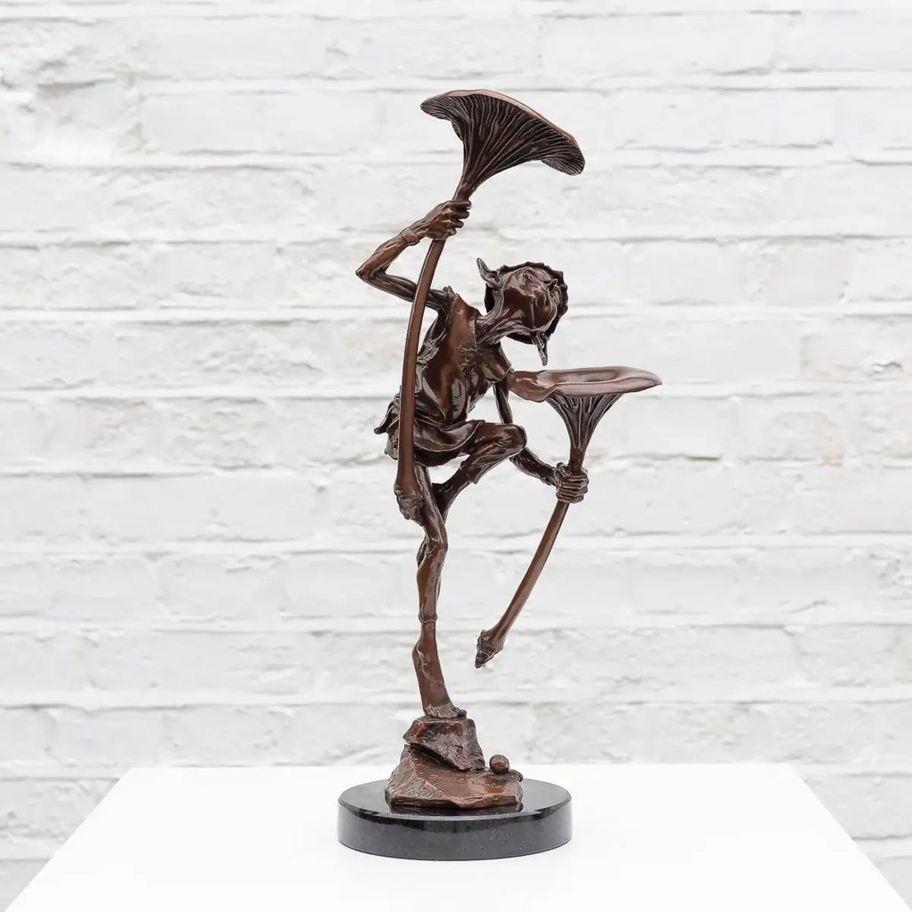 Goblin With Mushrooms - Bronze Sculpture (Miniature) - Edition by artist David Goode - Wyecliffe Galleries