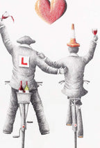 A Boozy Bike Ride - Original Sketch - SOLD by artist David Renshaw - Wyecliffe Galleries