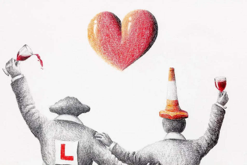 A Boozy Bike Ride - Original Sketch - SOLD by artist David Renshaw - Wyecliffe Galleries