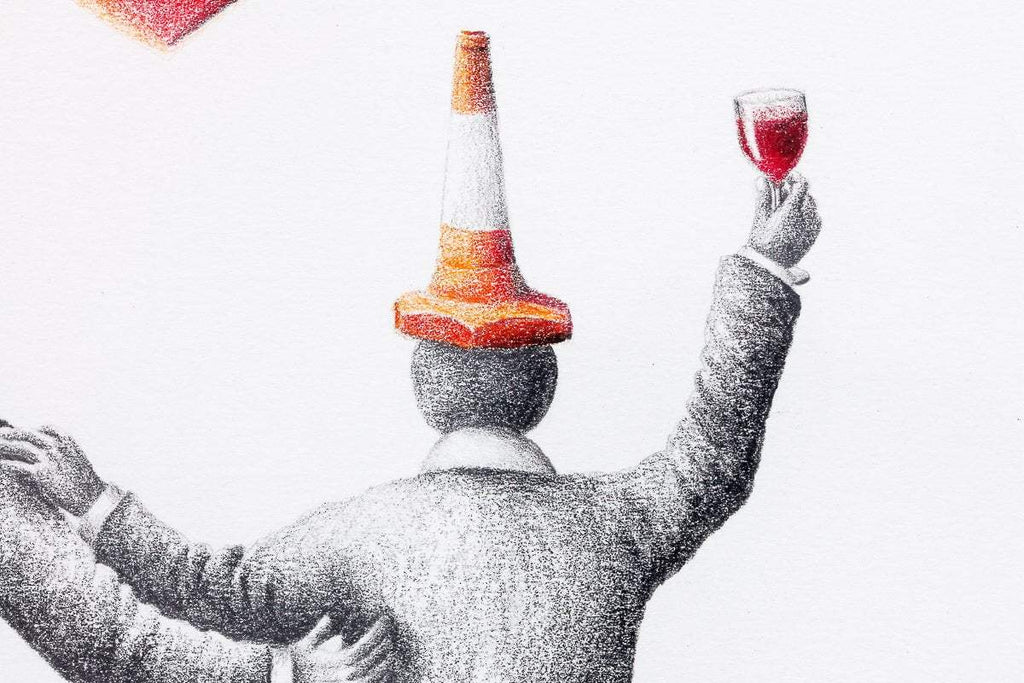 A Boozy Bike Ride - Original Sketch - SOLD by artist David Renshaw - Wyecliffe Galleries