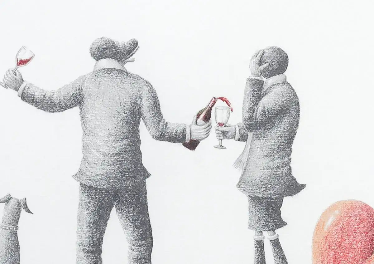 A Tipsy Toast To Love - Original Sketch - SOLD by artist David Renshaw - Wyecliffe Galleries