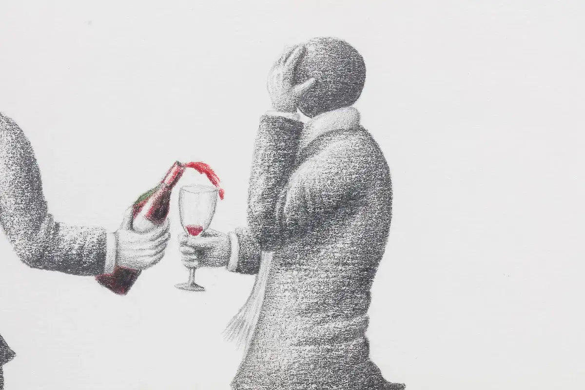 A Tipsy Toast To Love - Original Sketch - SOLD by artist David Renshaw - Wyecliffe Galleries