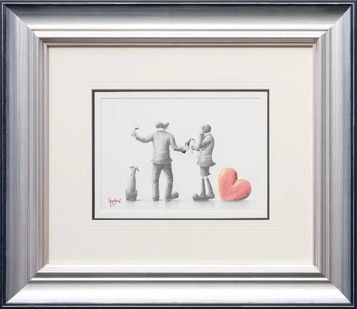 A Tipsy Toast To Love - Original Sketch - SOLD by artist David Renshaw - Wyecliffe Galleries