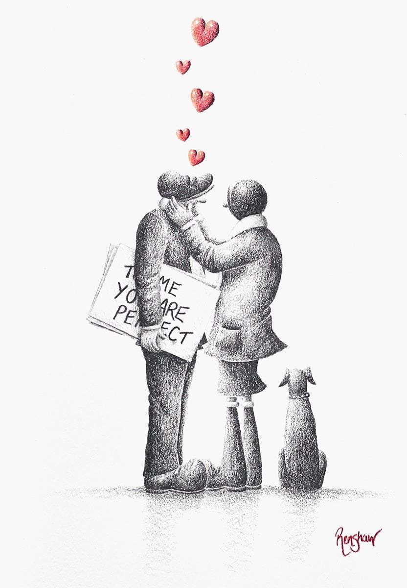 Actually.... I Love You Too - Original Sketch - SOLD by artist David Renshaw - Wyecliffe Galleries