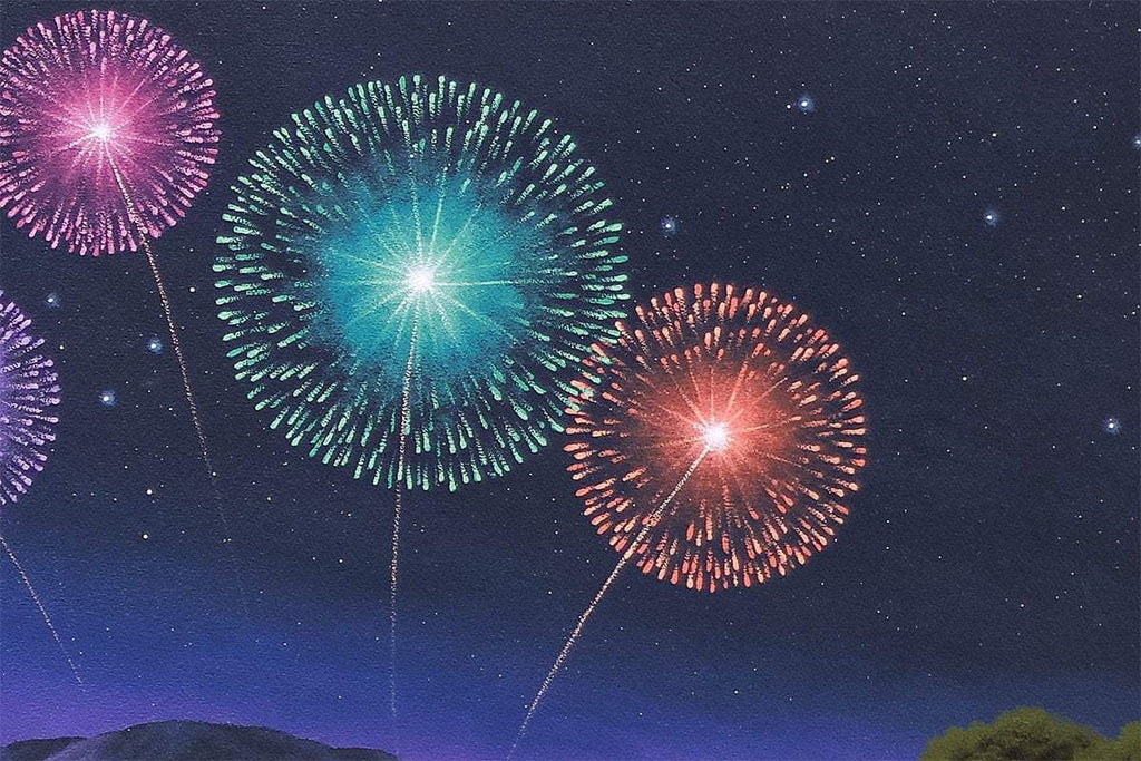 Bright Lights, Starry Night - Original - SOLD by artist David Renshaw - Wyecliffe Galleries