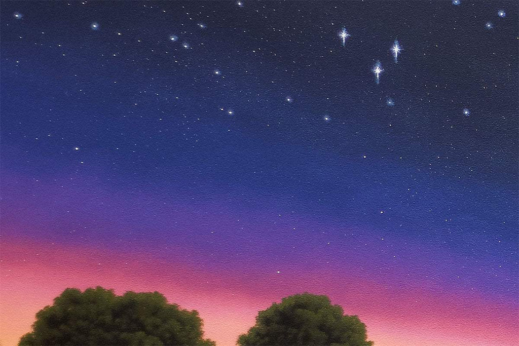 Bright Lights, Starry Night - Original - SOLD by artist David Renshaw - Wyecliffe Galleries