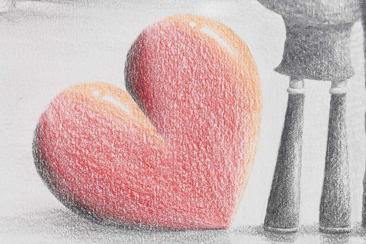 Brooklyn Bridge Sweethearts - Original Sketch - SOLD by artist David Renshaw - Wyecliffe Galleries