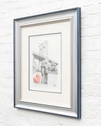 Brooklyn Bridge Sweethearts - Original Sketch - SOLD by artist David Renshaw - Wyecliffe Galleries