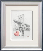 Brooklyn Bridge Sweethearts - Original Sketch - SOLD by artist David Renshaw - Wyecliffe Galleries