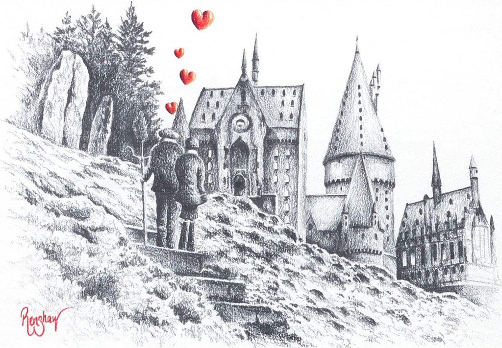 Broomstick Training - Original Sketch - SOLD by artist David Renshaw - Wyecliffe Galleries