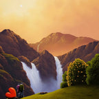 Cascading Waterfalls - Original - SOLD by artist David Renshaw - Wyecliffe Galleries