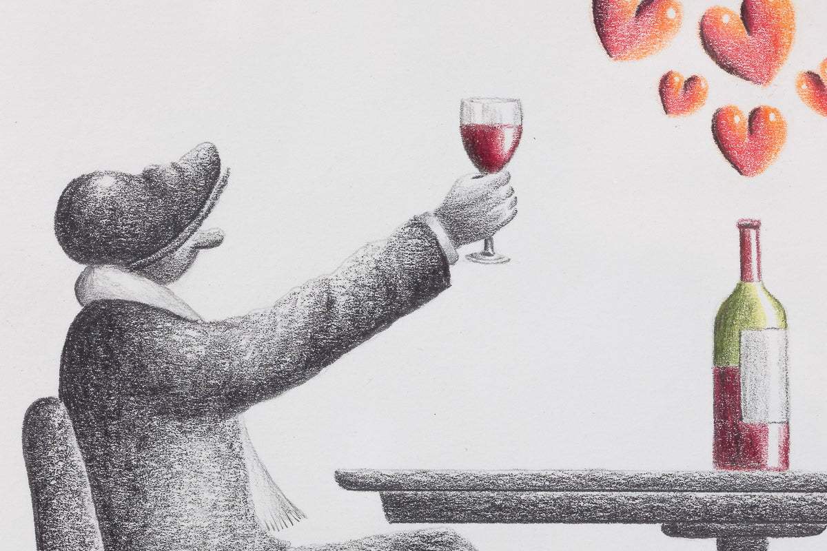 Cheers To Love - Original Sketch - SOLD by artist David Renshaw - Wyecliffe Galleries