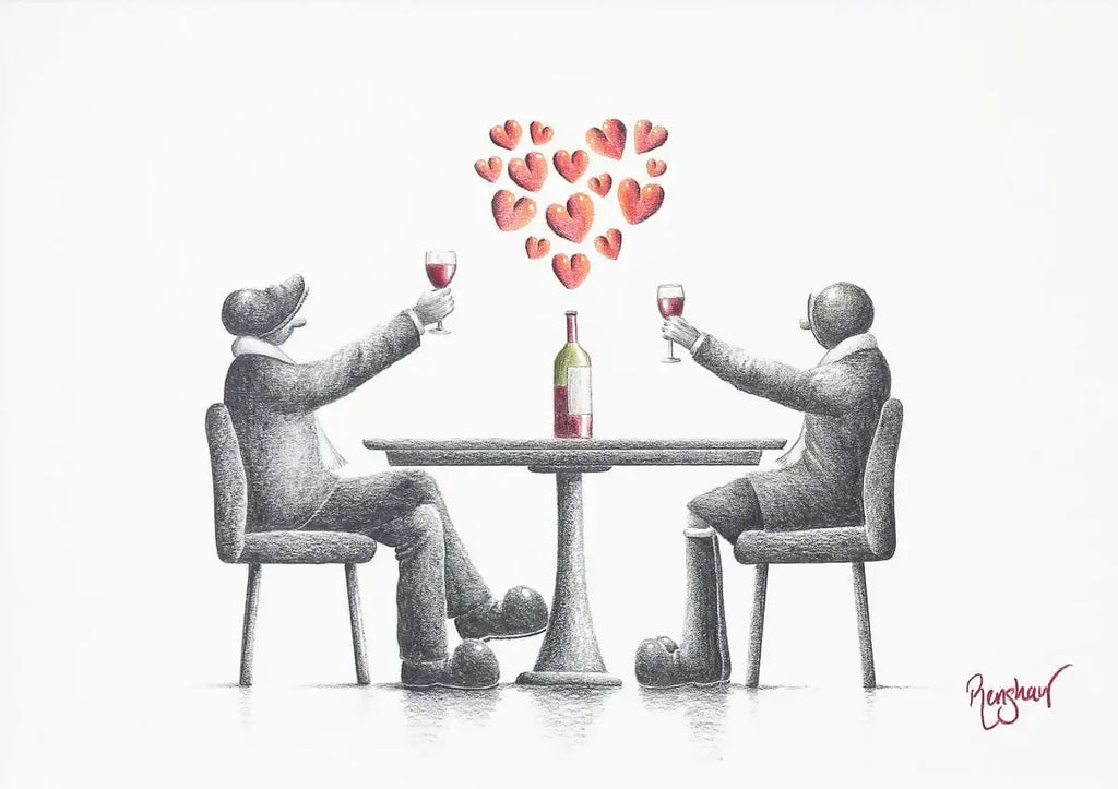 Cheers To Love - Original Sketch - SOLD by artist David Renshaw - Wyecliffe Galleries