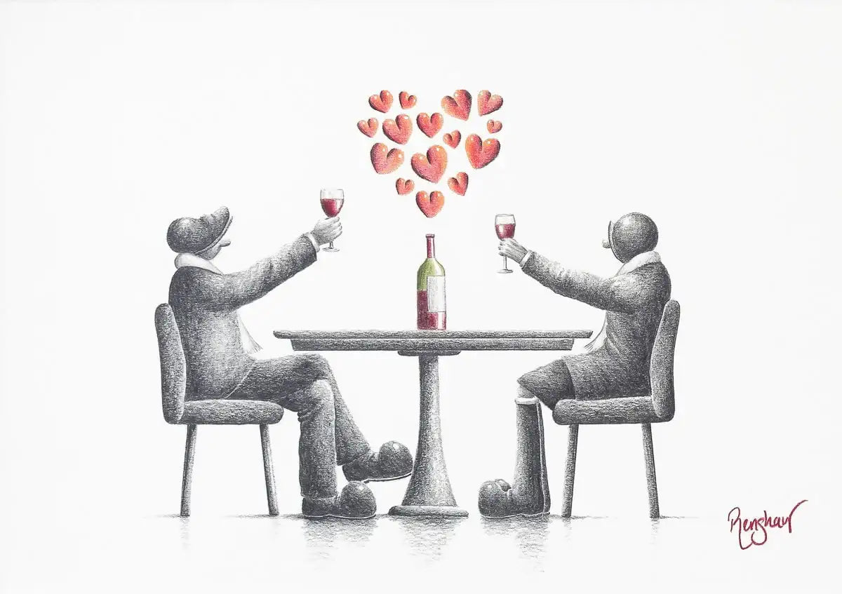 Cheers To Love - Original Sketch - SOLD by artist David Renshaw - Wyecliffe Galleries