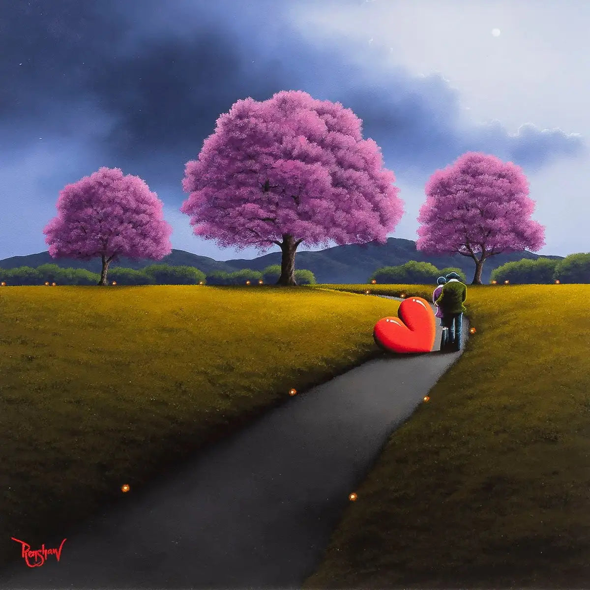 Cherry Blossoms Adorn The Path Of Our Love - Original - SOLD by artist David Renshaw - Wyecliffe Galleries