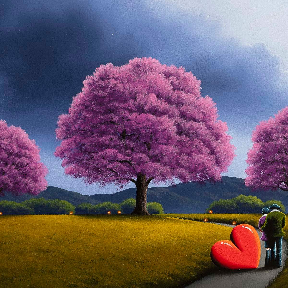 Cherry Blossoms Adorn The Path Of Our Love - Original - SOLD by artist David Renshaw - Wyecliffe Galleries