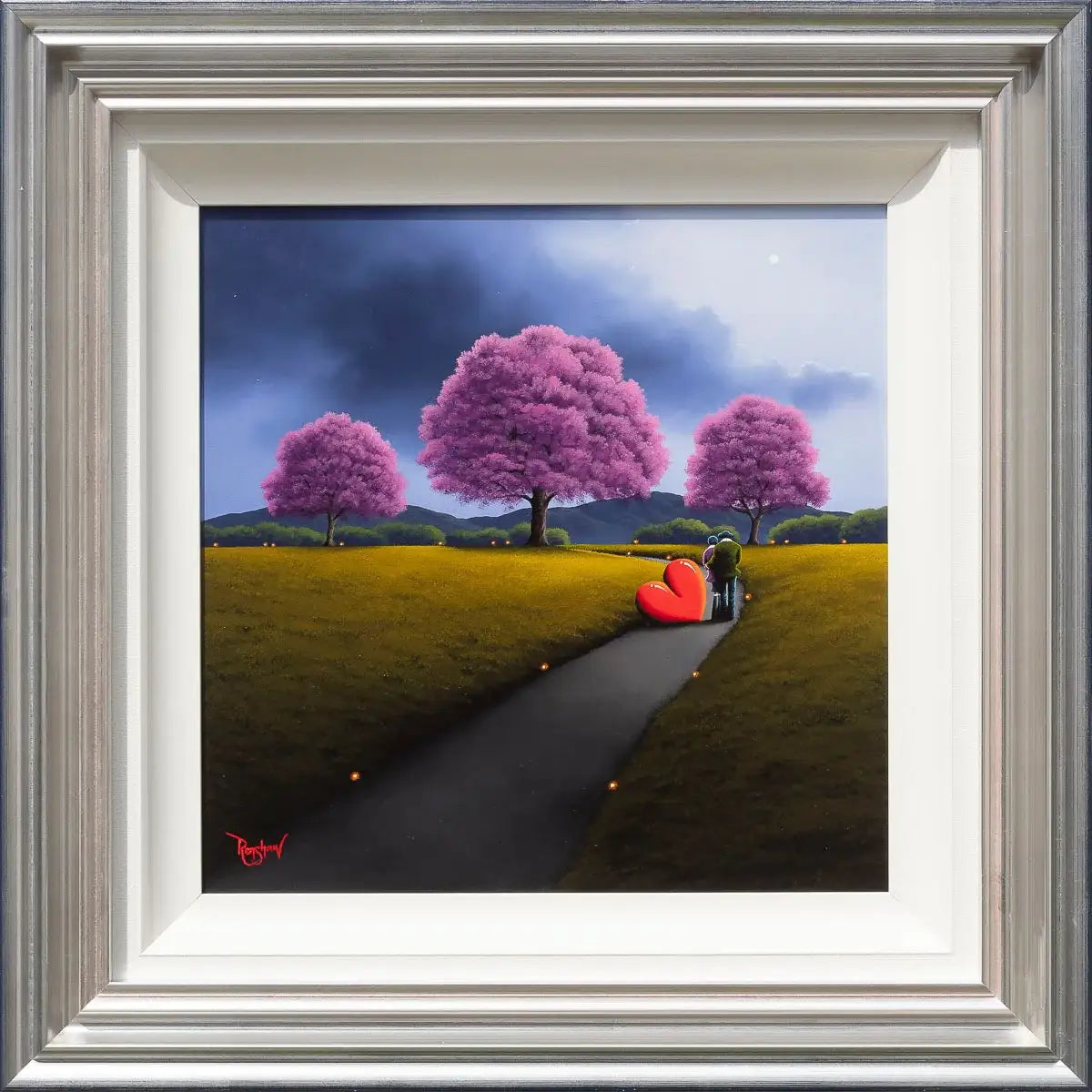 Cherry Blossoms Adorn The Path Of Our Love - Original - SOLD by artist David Renshaw - Wyecliffe Galleries