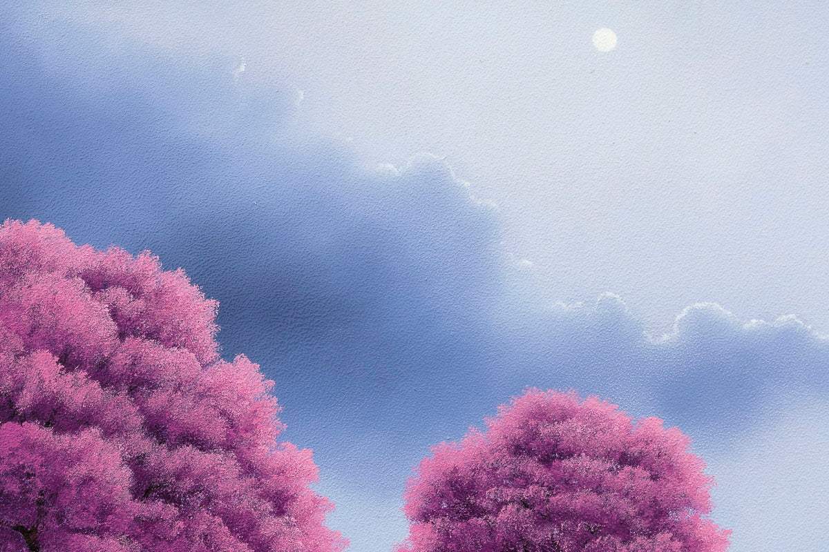 Cherry Blossoms Adorn The Path Of Our Love - Original - SOLD by artist David Renshaw - Wyecliffe Galleries