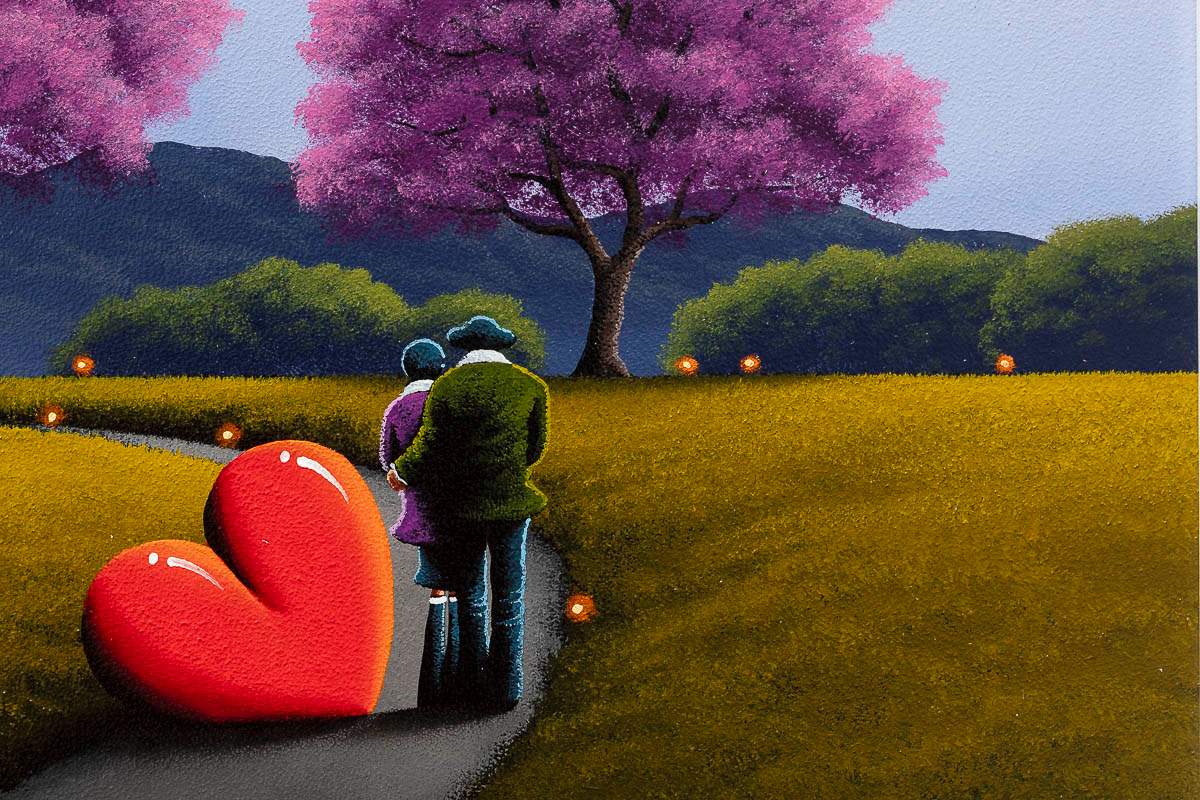 Cherry Blossoms Adorn The Path Of Our Love - Original - SOLD by artist David Renshaw - Wyecliffe Galleries