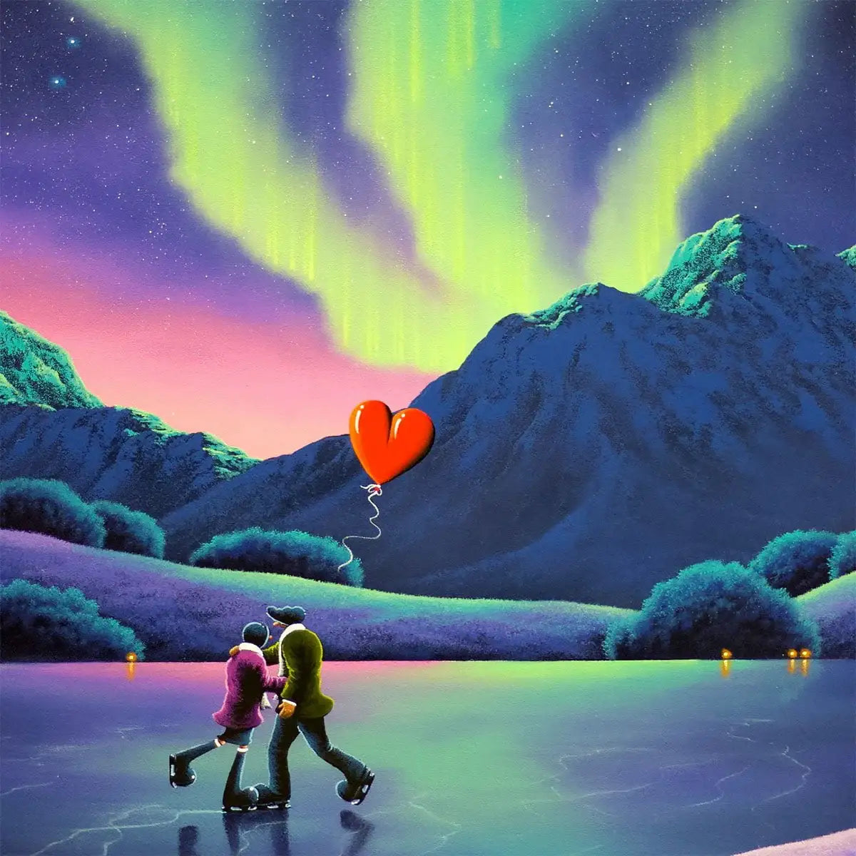 Dancing Under The Northern Lights - Original - SOLD by artist David Renshaw - Wyecliffe Galleries