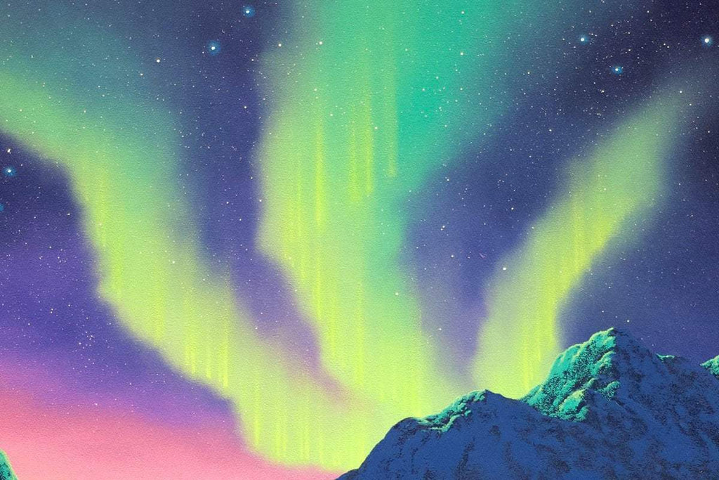 Dancing Under The Northern Lights - Original - SOLD by artist David Renshaw - Wyecliffe Galleries