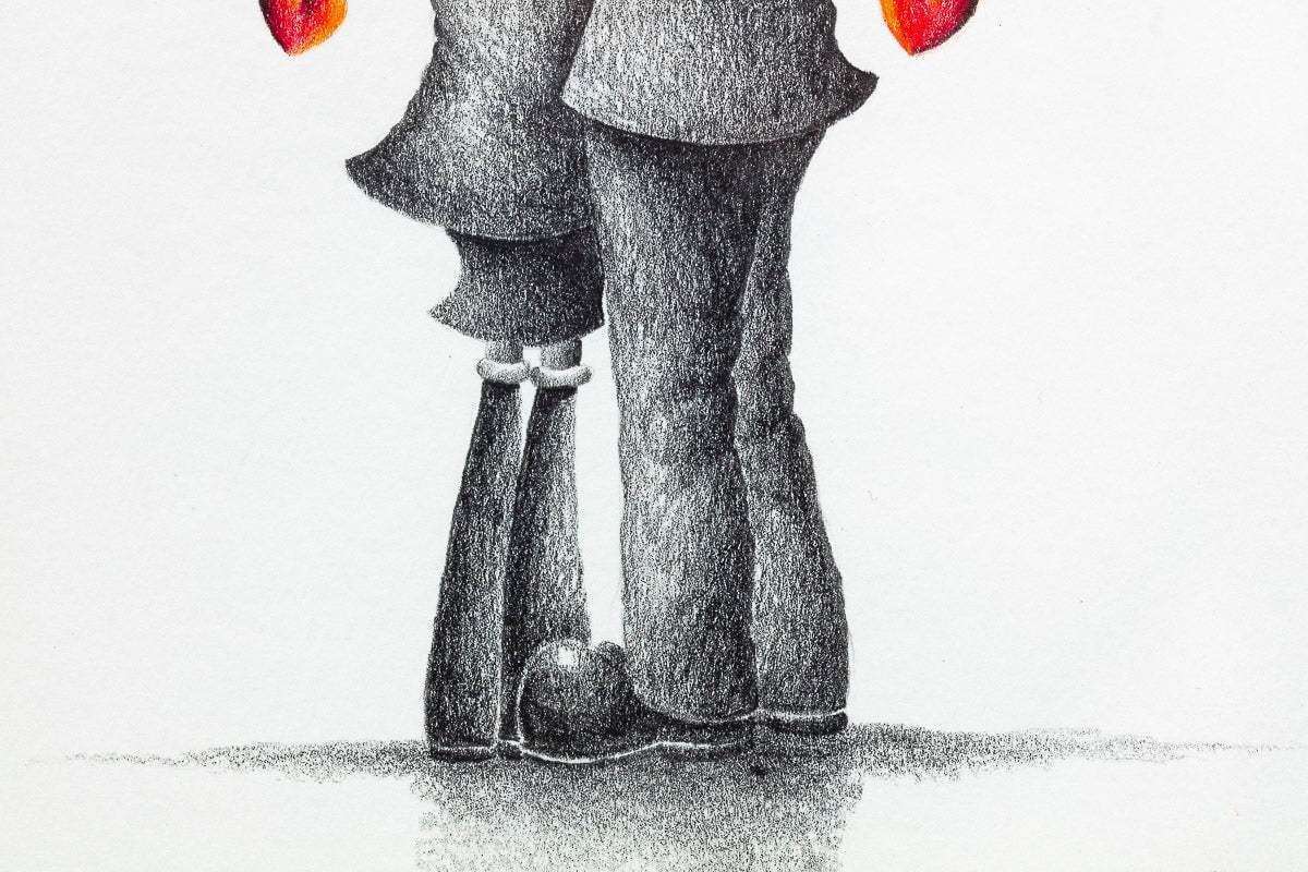 Embraced In Your Love - Original Sketch - SOLD by artist David Renshaw - Wyecliffe Galleries