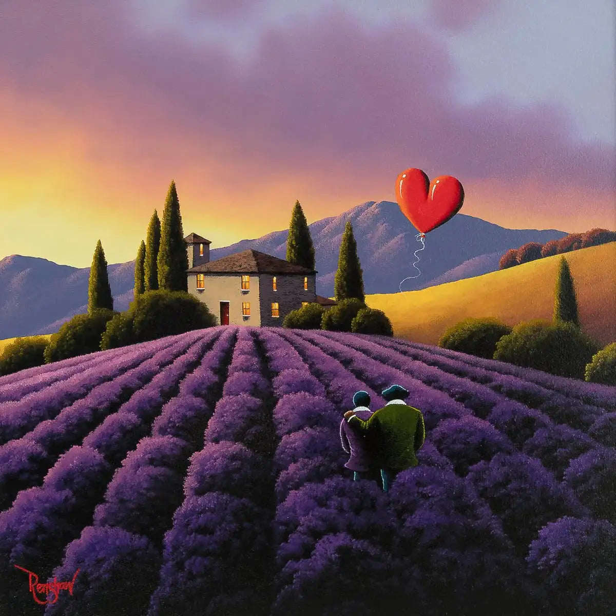 Embracing The Calmness Of Lavender Fields - Original by artist David Renshaw - Wyecliffe Galleries