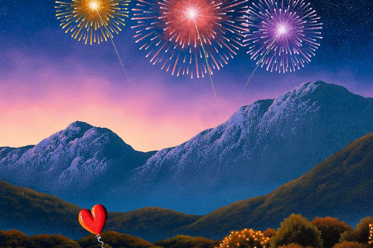 Every Firework Starts With A Spark, Like Our Love - Original - SOLD by artist David Renshaw - Wyecliffe Galleries