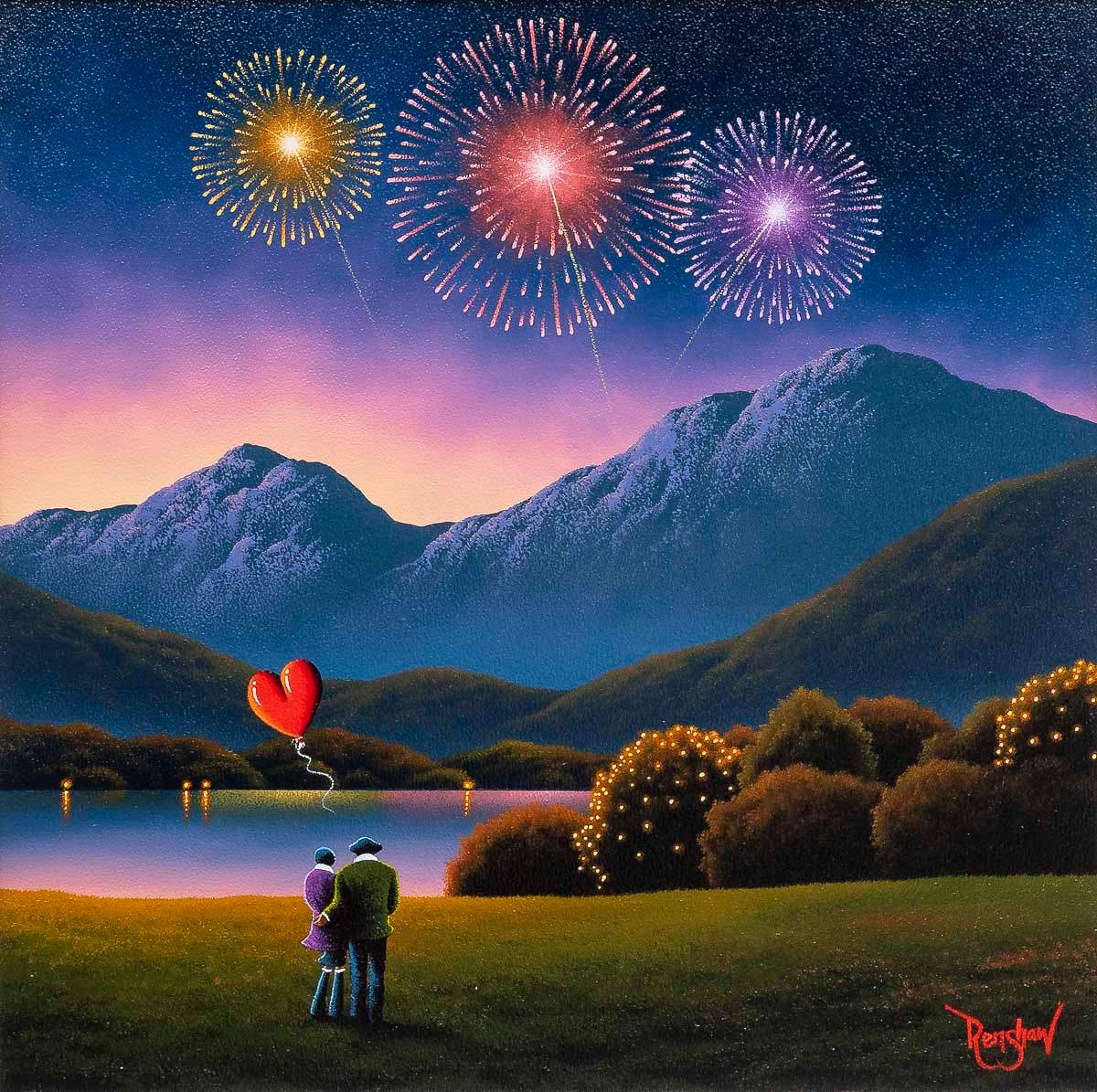 Every Firework Starts With A Spark, Like Our Love - Original - SOLD by artist David Renshaw - Wyecliffe Galleries