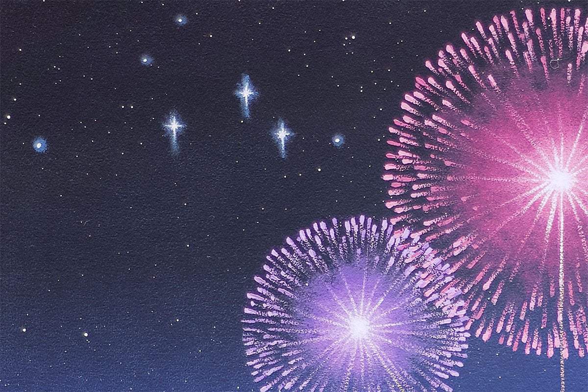 Fireworks Are The Smiles Of Our Heart - Original - SOLD by artist David Renshaw - Wyecliffe Galleries
