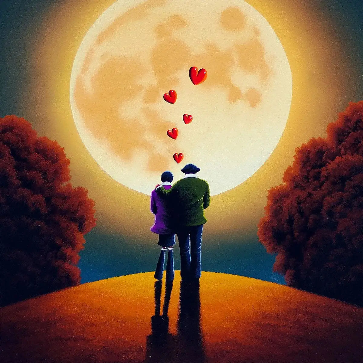 Forever You, Me And The Moon - Original - SOLD by artist David Renshaw - Wyecliffe Galleries