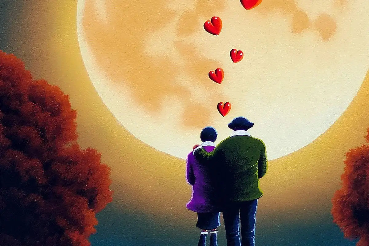 Forever You, Me And The Moon - Original - SOLD by artist David Renshaw - Wyecliffe Galleries