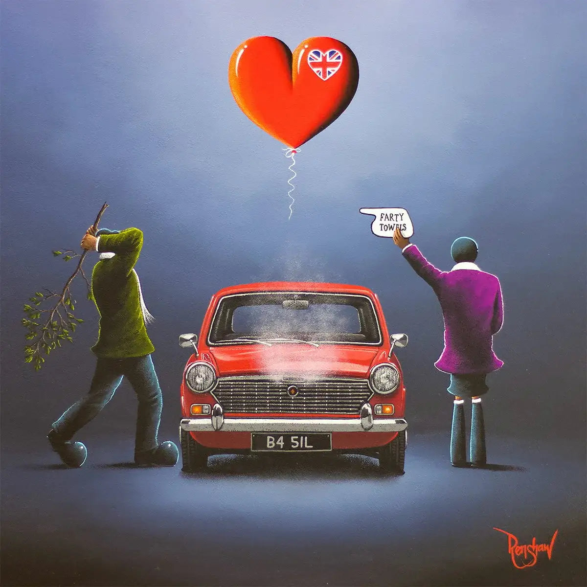 I'm Gonna Give You A Damn Good Thrashing! - Original - SOLD by artist David Renshaw - Wyecliffe Galleries