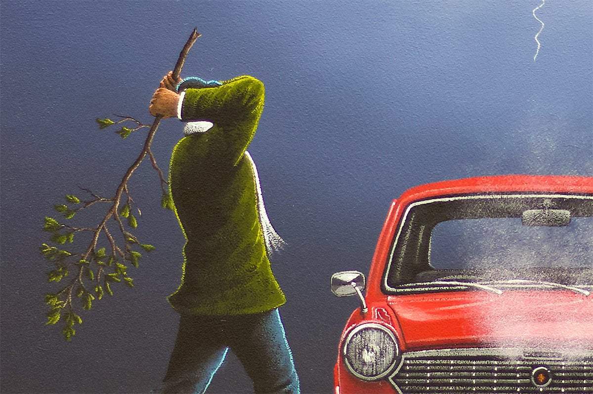 I'm Gonna Give You A Damn Good Thrashing! - Original - SOLD by artist David Renshaw - Wyecliffe Galleries