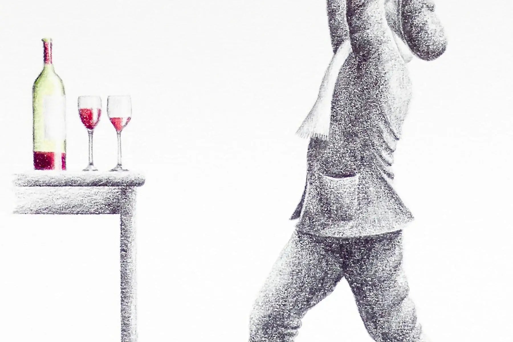 I've Had The Wine Of My Life - Original Sketch - SOLD by artist David Renshaw - Wyecliffe Galleries