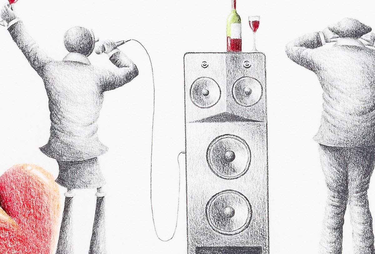 Karaoke Queen - Original Sketch - SOLD by artist David Renshaw - Wyecliffe Galleries