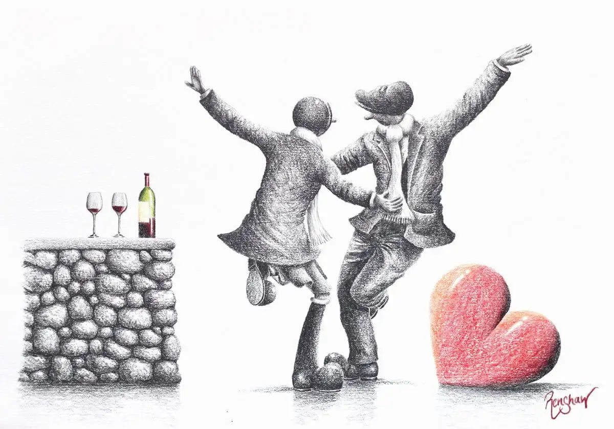 La La Large Glass Of Red - Original Sketch - SOLD by artist David Renshaw - Wyecliffe Galleries