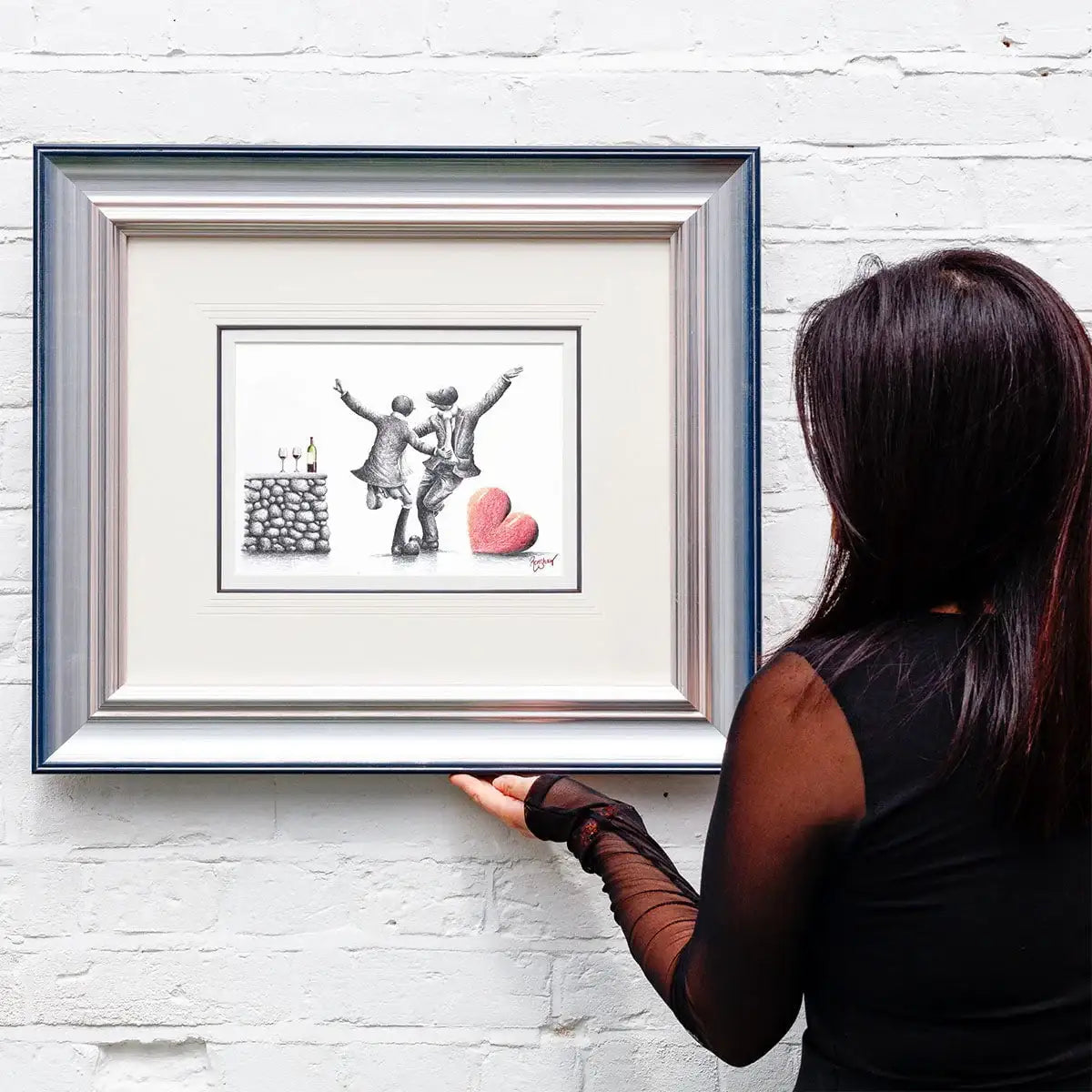 La La Large Glass Of Red - Original Sketch - SOLD by artist David Renshaw - Wyecliffe Galleries