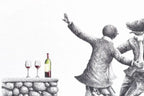 La La Large Glass Of Red - Original Sketch - SOLD by artist David Renshaw - Wyecliffe Galleries