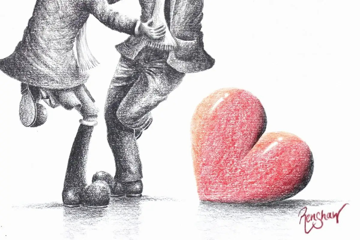 La La Large Glass Of Red - Original Sketch - SOLD by artist David Renshaw - Wyecliffe Galleries