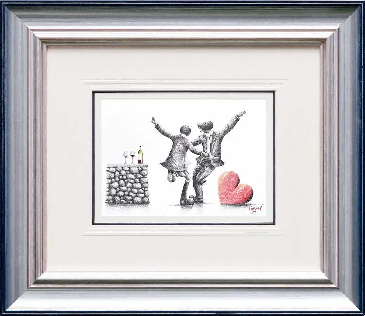 La La Large Glass Of Red - Original Sketch - SOLD by artist David Renshaw - Wyecliffe Galleries