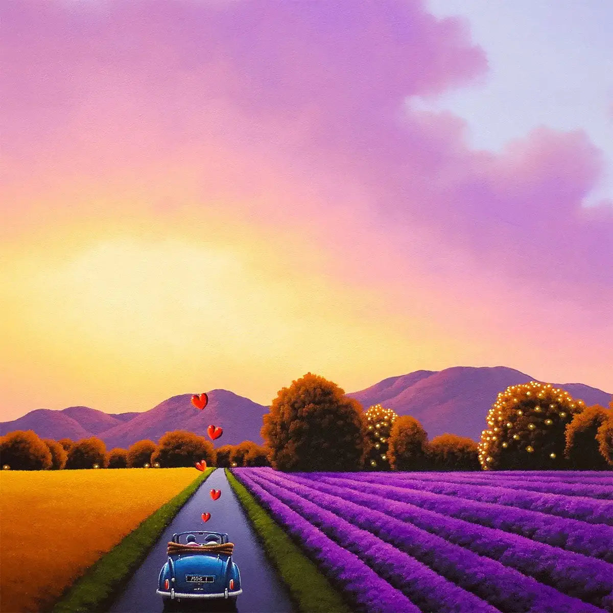 Lavender Fields Forever In Our Heart - Original - SOLD by artist David Renshaw - Wyecliffe Galleries