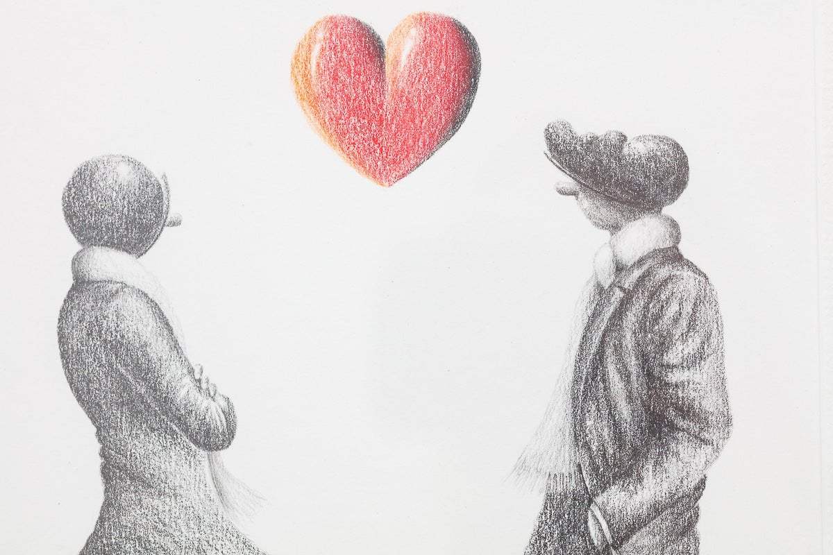 Let's Talk About Love - Original Sketch by artist David Renshaw - Wyecliffe Galleries