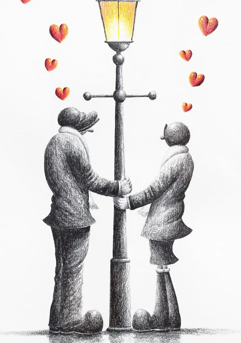 Lit Up With Our Love - Original Sketch - SOLD by artist David Renshaw - Wyecliffe Galleries