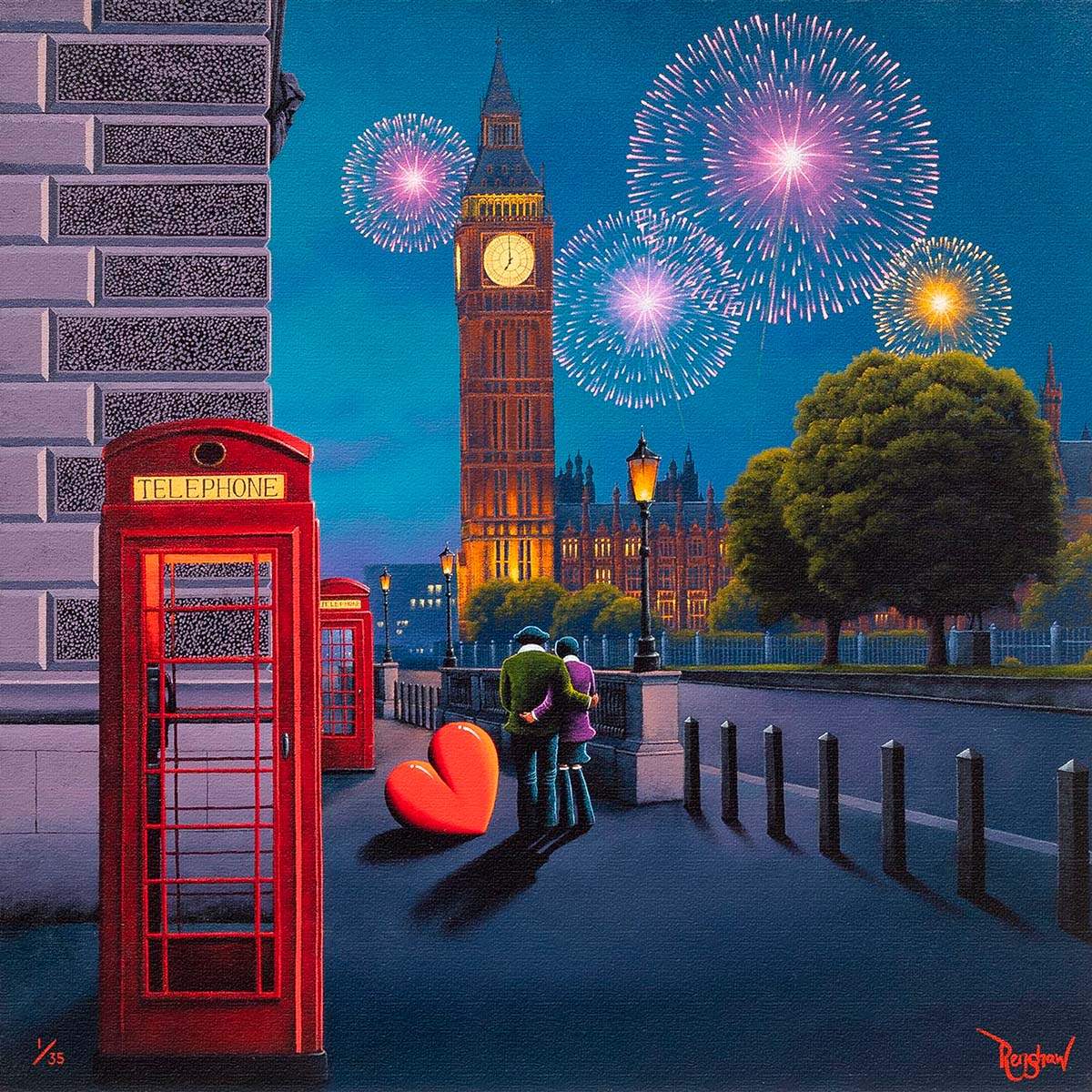 London Lights, Love Ignites - Edition by artist David Renshaw - Wyecliffe Galleries
