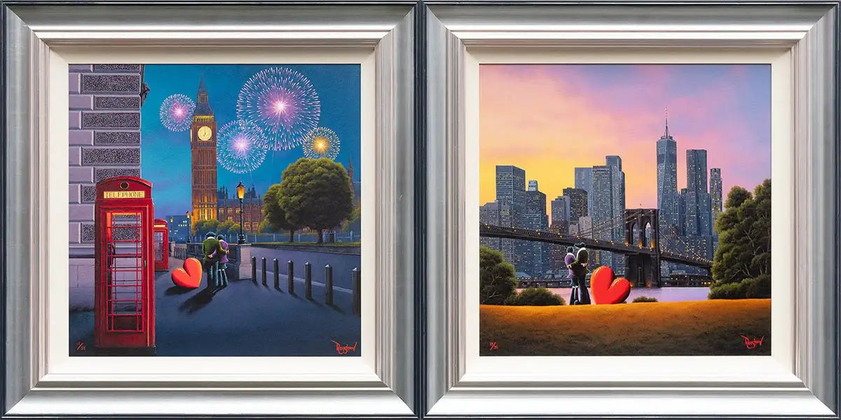 London Lights, Love Ignites & New York City Lights - Matching Edition SET by artist David Renshaw - Wyecliffe Galleries