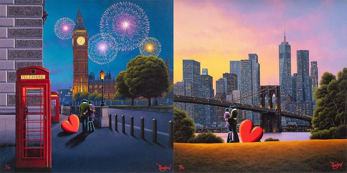 London Lights, Love Ignites & New York City Lights - Matching Edition SET by artist David Renshaw - Wyecliffe Galleries