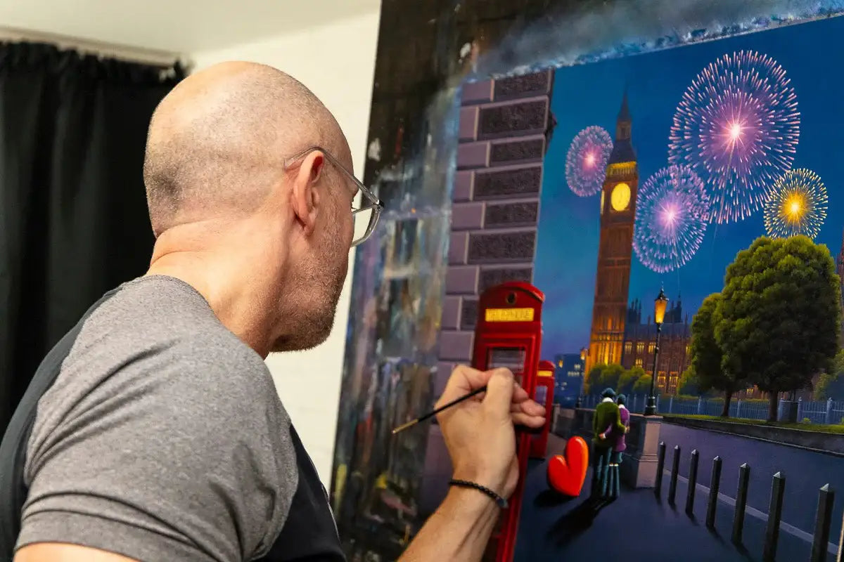 London Lights, Love Ignites - Original by artist David Renshaw - Wyecliffe Galleries