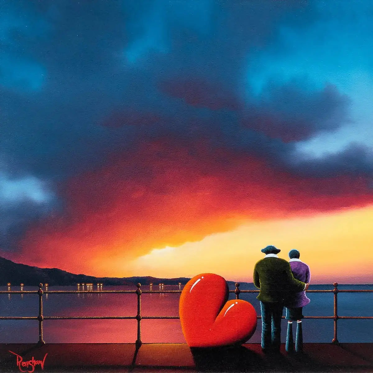 Love At Sunset Lake - Original - SOLD by artist David Renshaw - Wyecliffe Galleries