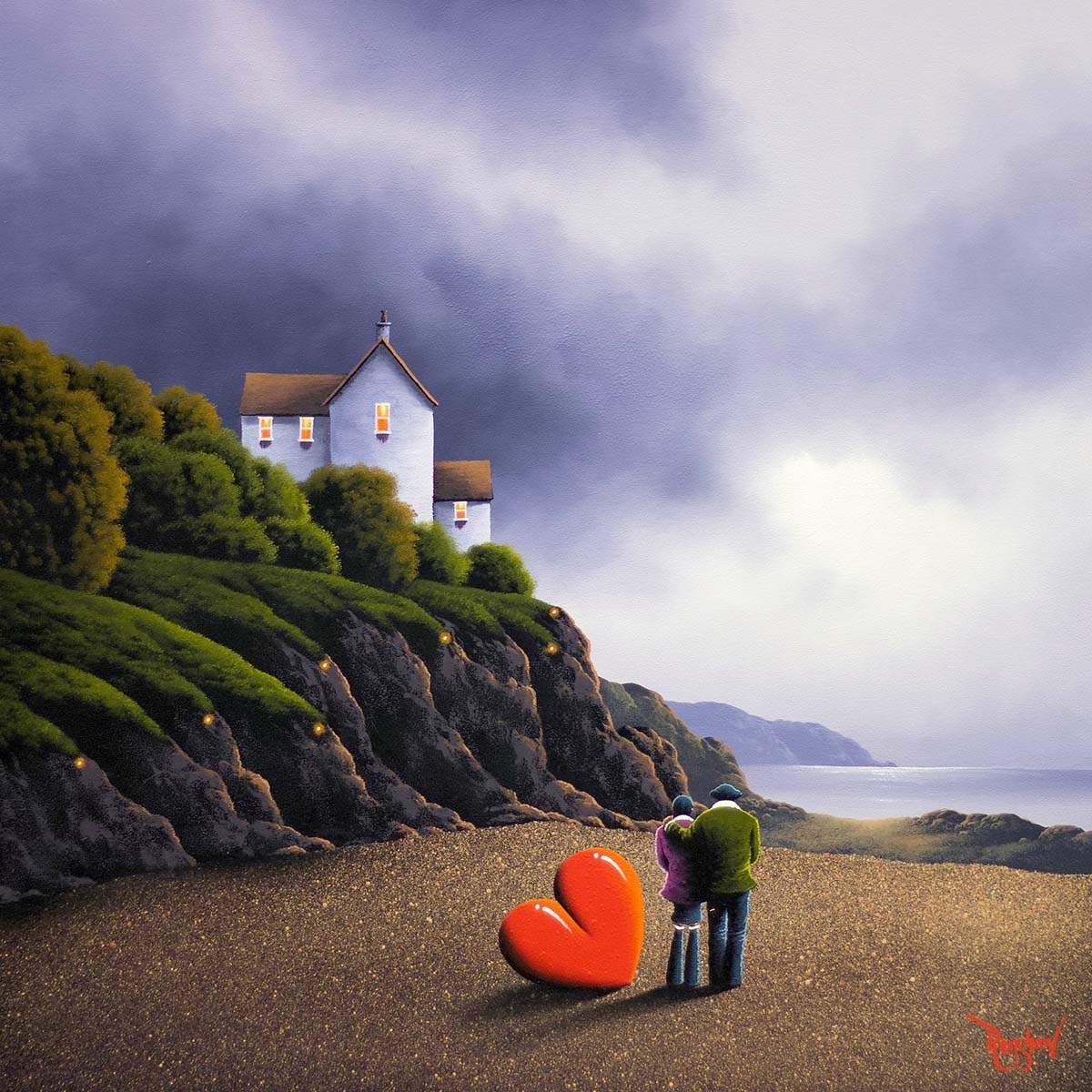 Watching the Ocean with You - Original - SOLD by artist David Renshaw - Wyecliffe Galleries